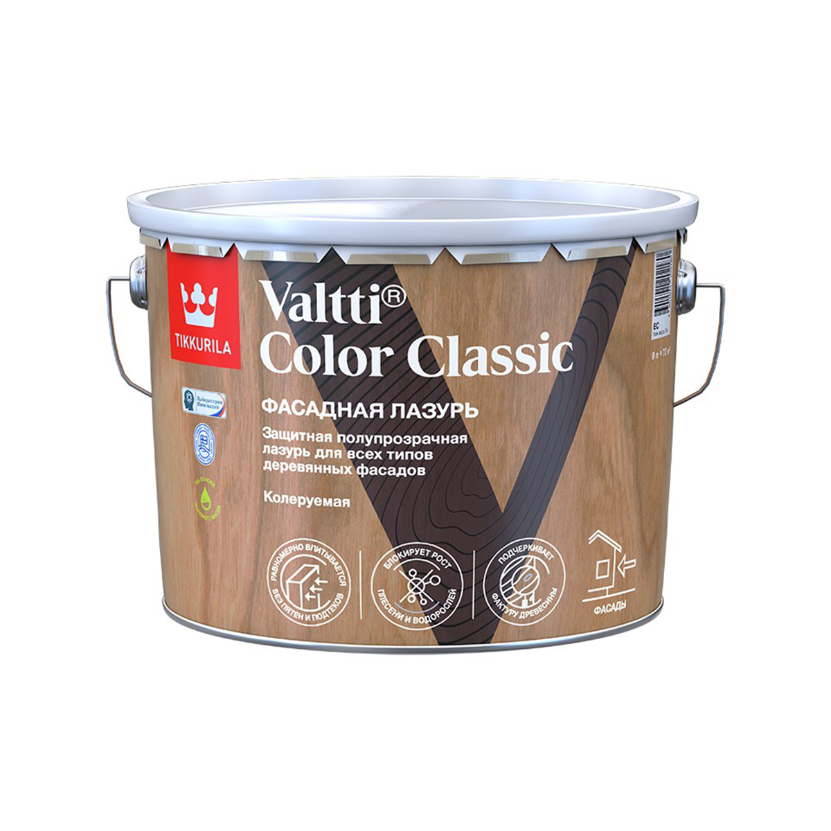 Фасадная лазурь Tikkurila Valtti Color Classic, 9 л, база EC, бесцветная